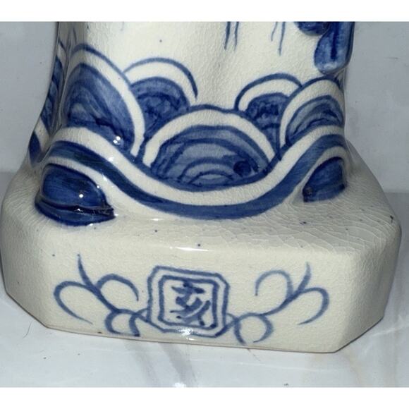 Blue White Porcelain Chinese Pig Zodiac Chinoiserie Animal Figurine Lunar 10 In - Picture 5 of 5